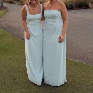 Azazie Strapless Light Blue Dress with matching shawl